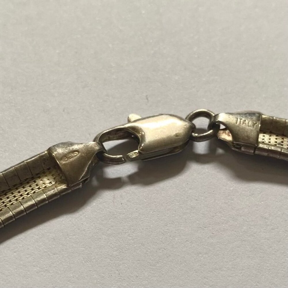 Vintage Sterling Silver Omega Chain Necklace 18 inches 36 grams 8mm Wide - Picture 7 of 8